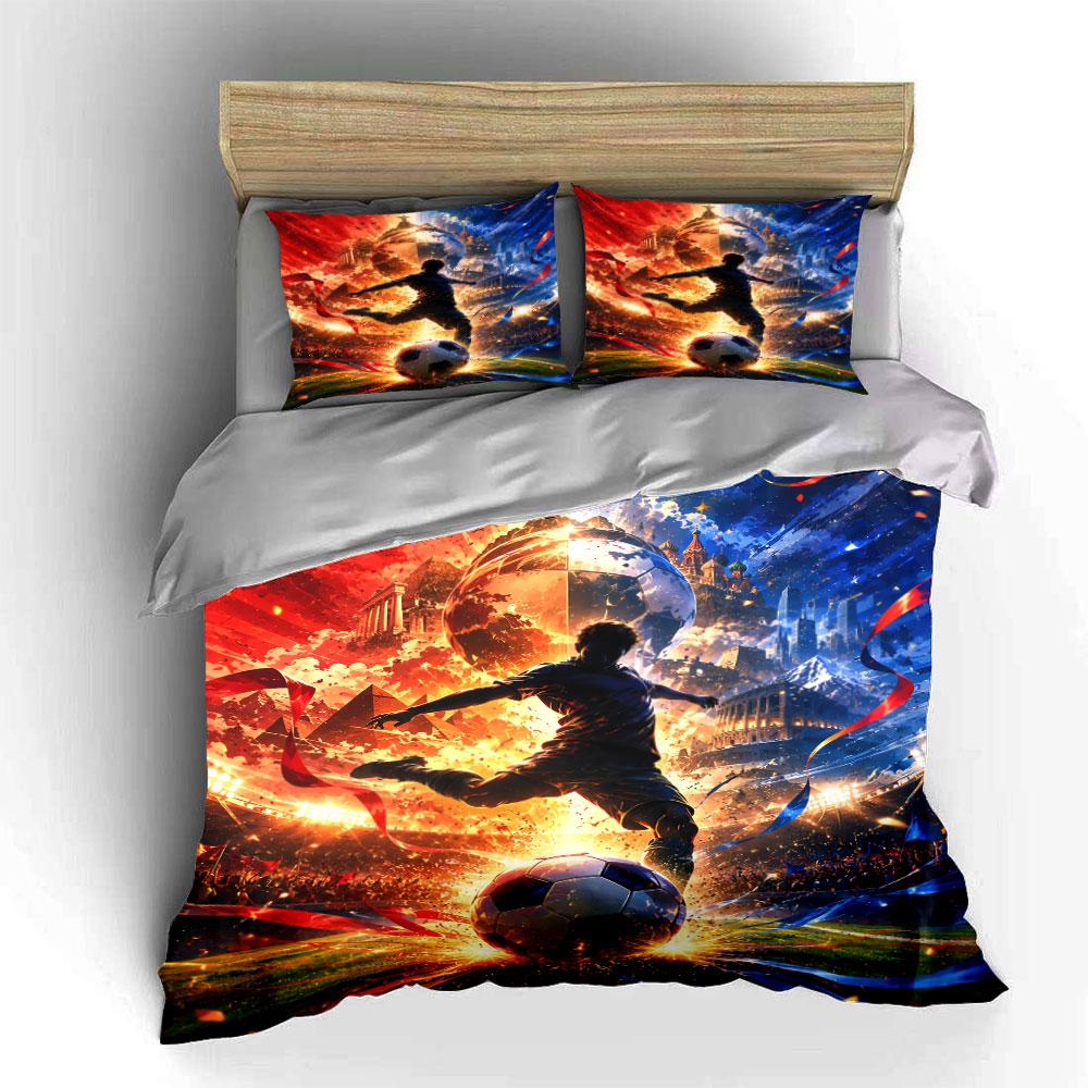 "Soccer Silhouette 3-Piece Set" Bedding Duvet Cover Set Duvet Cover Pillowcases (1 * Duvet Cover 2 * Pillowcases, without duvet insert)