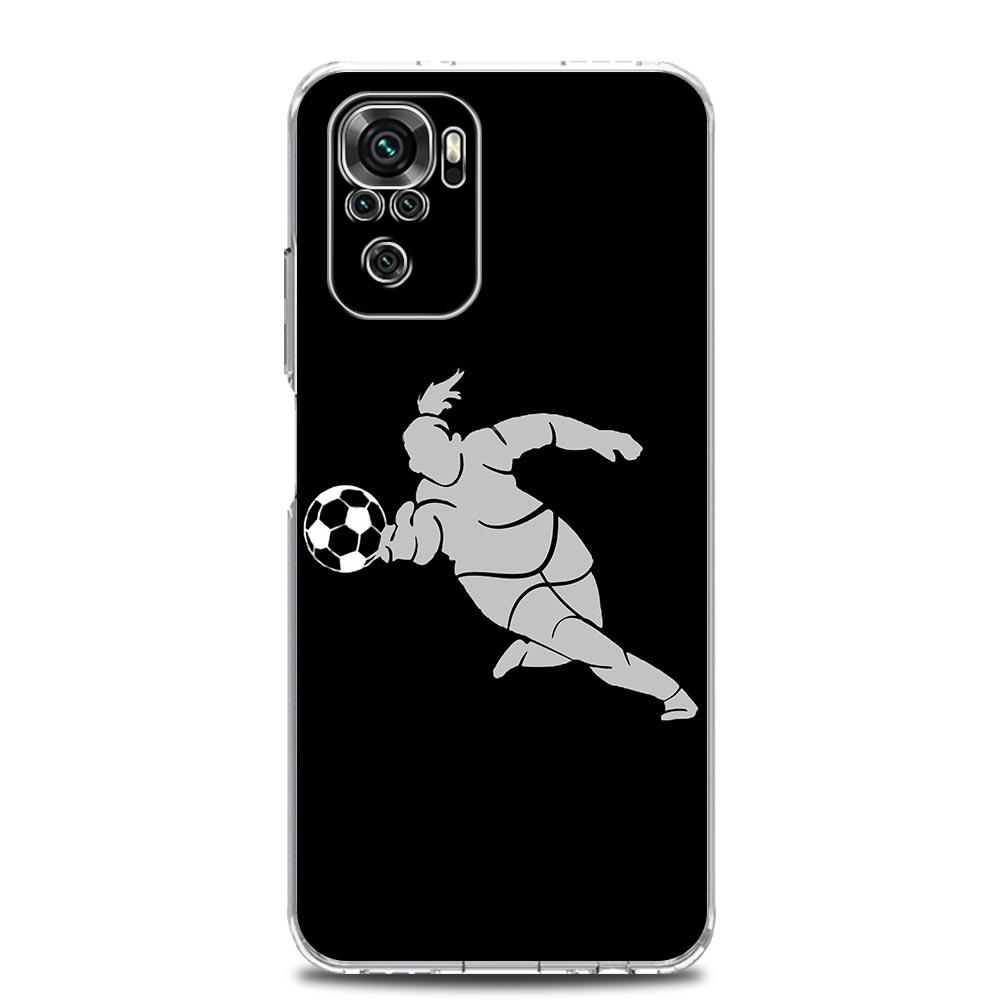 New Square Clear Phone Case For Xiaomi Redmi Note 12 11 9S 9 8 10 Pro+ 7 8T 9C 9A 8A K40 Gaming Cover Football Player Soccer Art