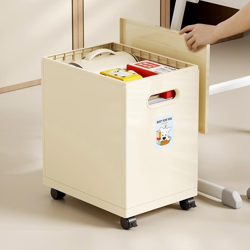 UFORU Stackable Under Desk Storage Box Large Capacity Universal Casters Dual Handles Book Organizer for Student Office Classroom