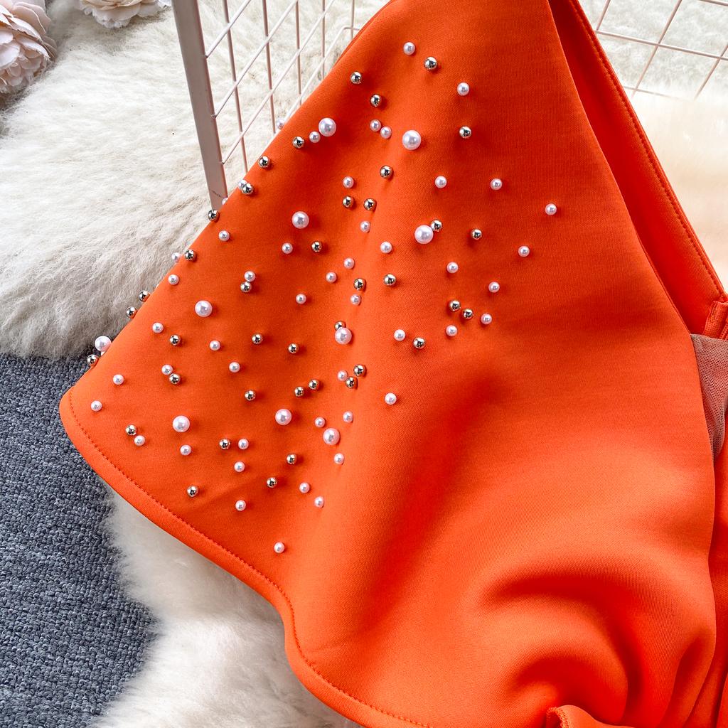 Роскошные элегантные дизайнерские платья с V-образным вырезом, вечернее платье с пайетками, женское облегающее платье Y2k до середины голени, отделка бисером