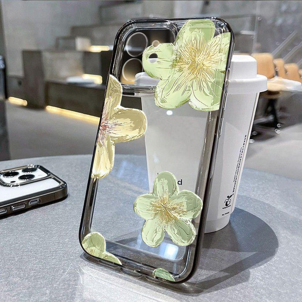 Зеленая масляная живопись цветок подходит для чехла на телефон iPhone17promax Apple 16 14/13 прозрачный 15 импортная торговля