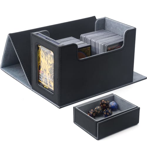 AWESOPAL Deck Case/Trading Card Case | New! Upgraded with Magnetic Holder | Display Window & Dice Tray | Holds 200 Double-Sleeved Cards | Fits 3" X 4