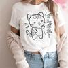 Женские футболки с милым котом, забавная футболка с графическим принтом манги, уличная одежда для девочек, одежда с аниме-графикой