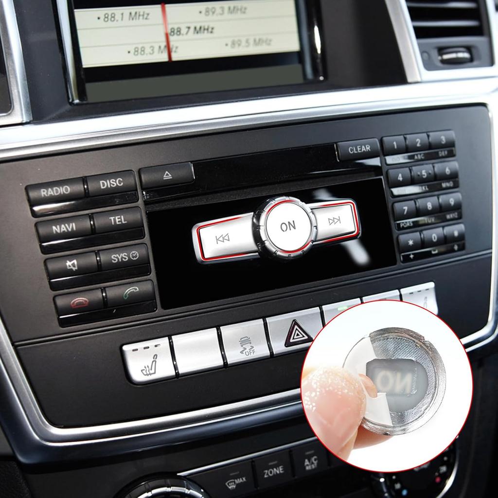 Jaronx Compatible with Mercedes Benz Radio Button Cover Stickers, X204/W204 Radio ON Volume Button Sticker Cover for Mercedes B W246/C W204/ E W212/