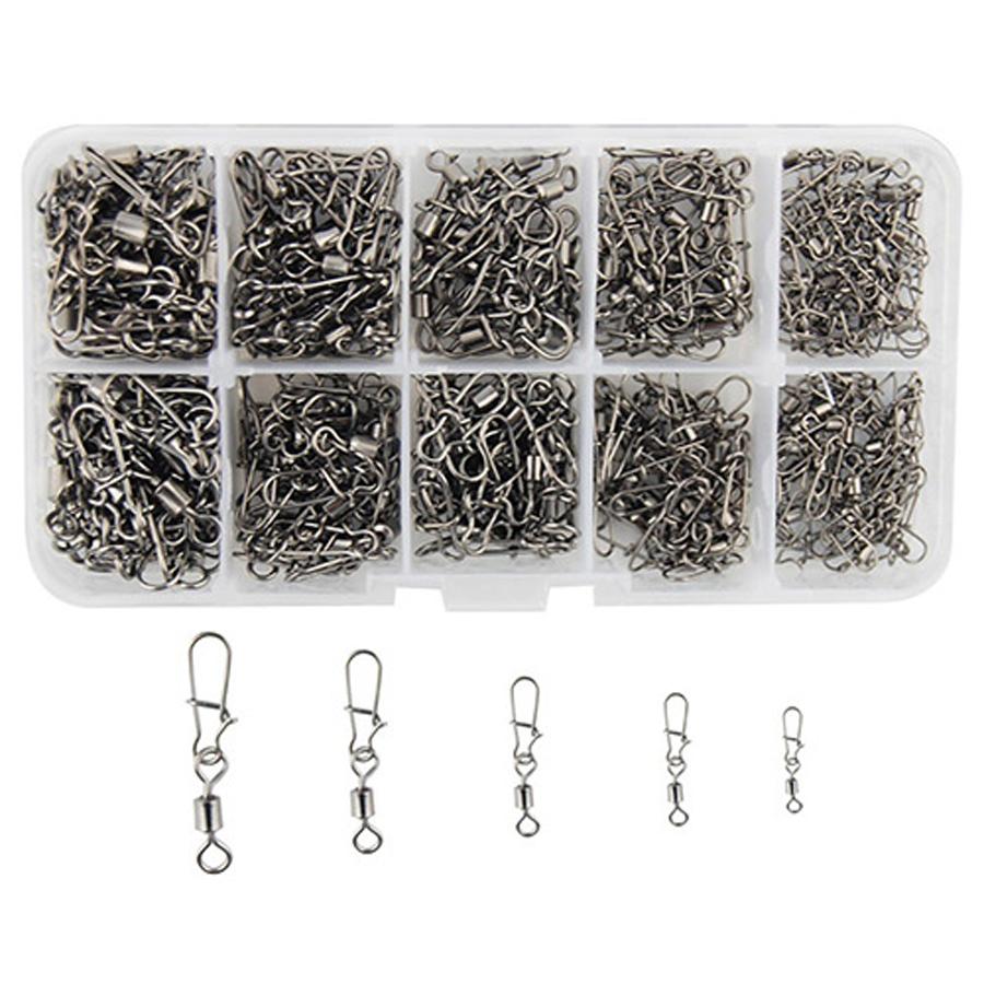 95/210pcs/Box Fishing Connector Swivels Interlock Pin Snap 2#-10# Rolling Swivel Beads for Fishhook Lure Fishing Accessories Set