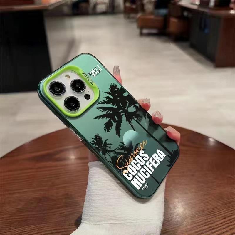 Простая пальма подходит для чехла для мобильного телефона iphone16promax 14/15pro цветной серебристый новый 13 Английский продвинутый
