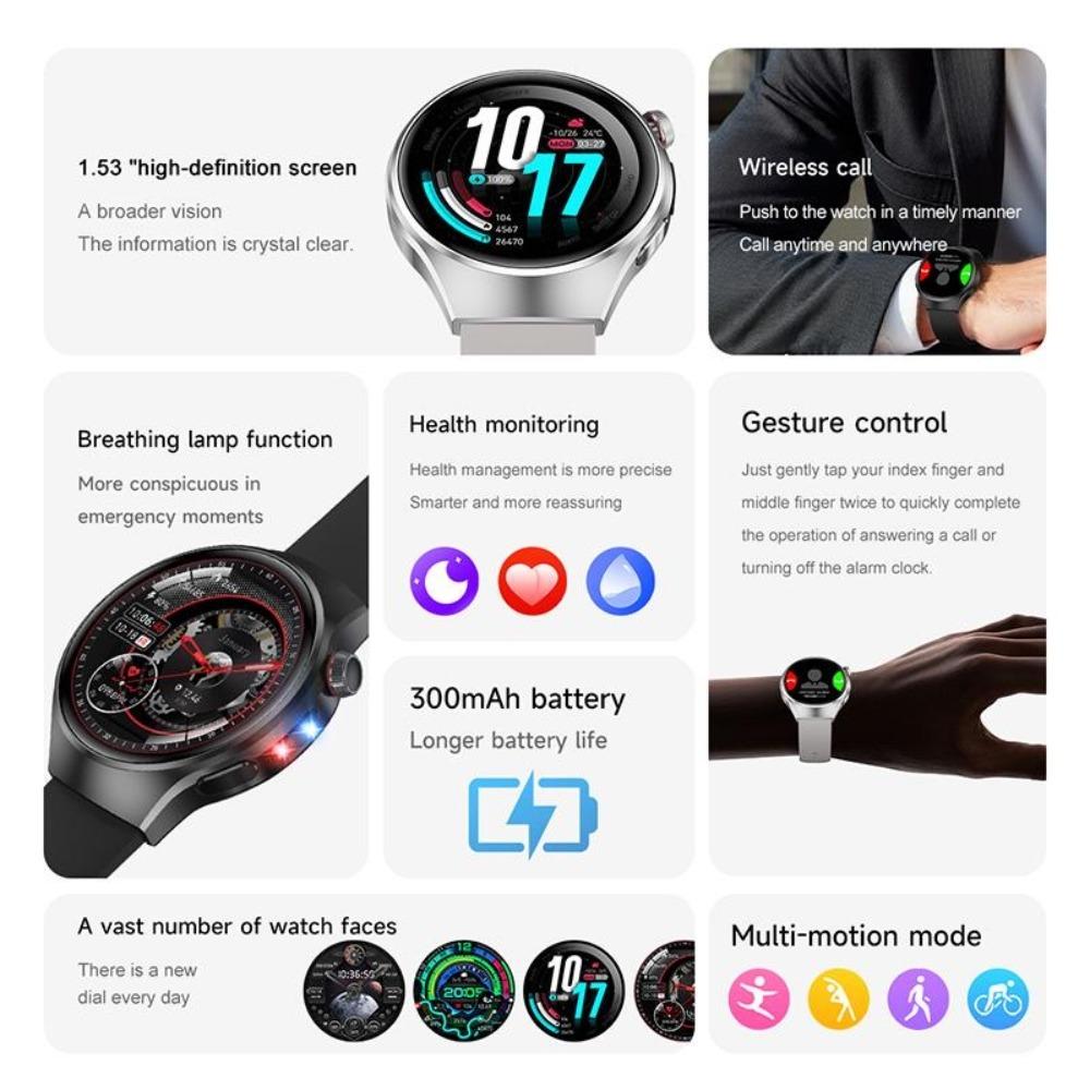 2026 Новый Watch5 Pro GPS Смарт-часы 1,53-дюймовый AMOLED HD Экран Компас Пульсометр Водонепроницаемые Множество Спортивных Режимов BT Звонки Смарт-часы