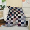 Vintage Plaid Patchwork Flannel Blanket, Retro Checkered Throw, Soft Cozy for Rustic Home Decor, Warm Sofa Couch Gift
