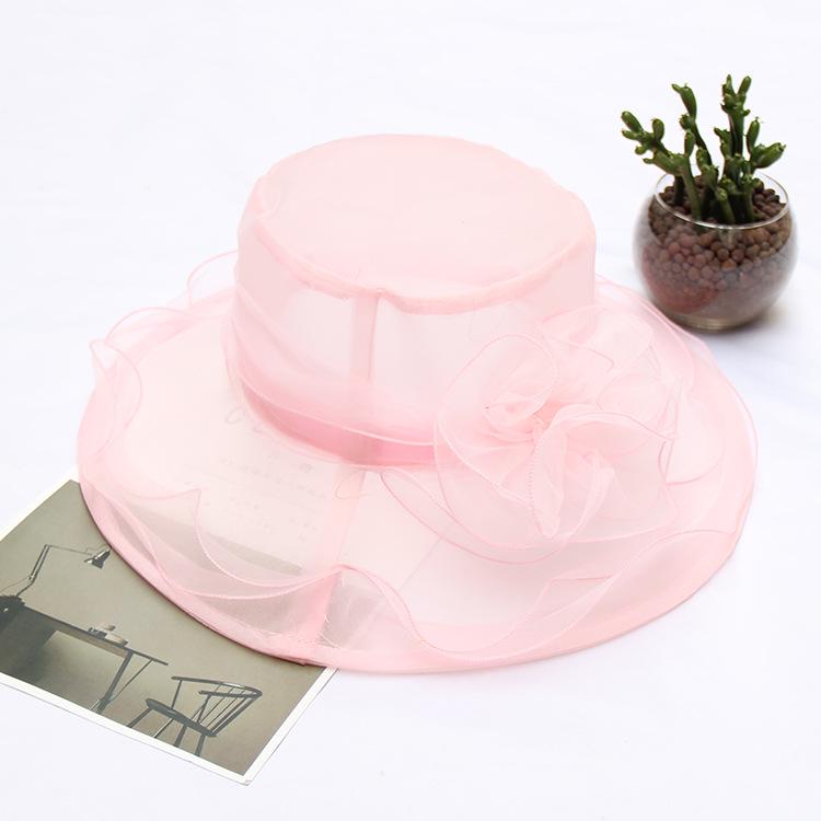 Veil Edge Sun Hat Ladies Summer Flower Organza Top Hat Beach Uv Protection Sun Hat