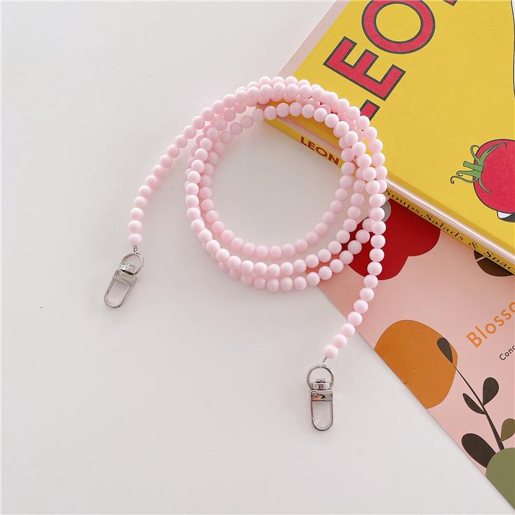 High Quality Fashion Custom Acrylic Beads Plastic Pearl Phone Case Strap, Girl Handmade Beaded Mobile Phone Lanyard Straps Chain