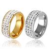 Титановая сталь для женщин и мужчин 3 ряда блестящие стразы на палец кольцо свадебный подарок ювелирные изделия