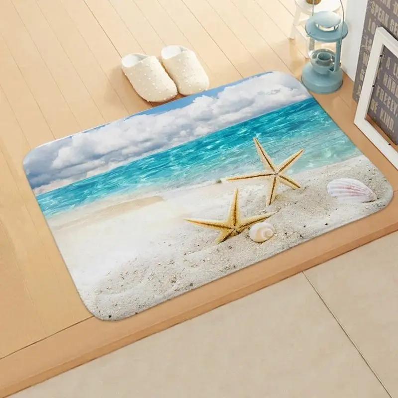 Beach Starfish Design Welcome Carpet Anti-Slip Bath Mat Kitchen Garden Floor Mat Washable Home Decor DoorMat Bedside Rugs