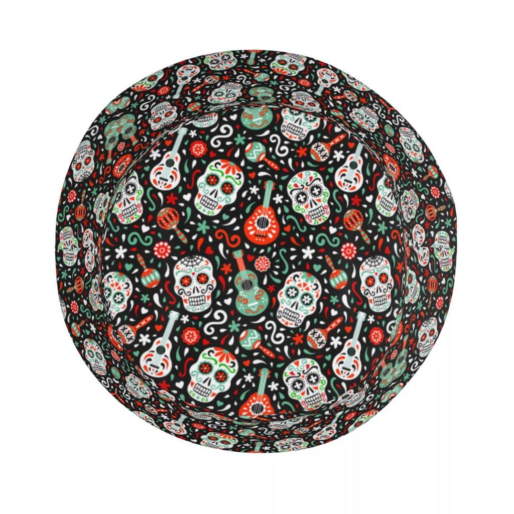 На заказ День мертвых сахарный череп Панама Женская мода унисекс Летняя пляжная солнцезащитная мексиканская кепка со скелетом в готическом стиле в стиле рыбака