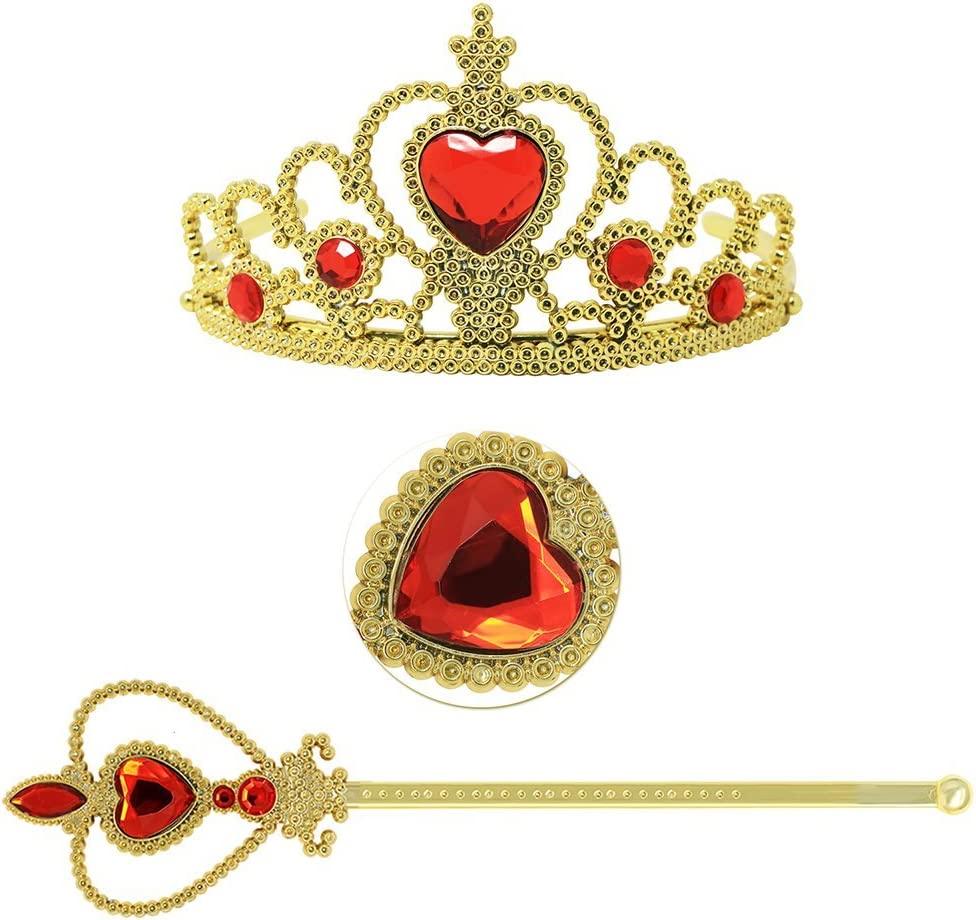 Princess Dress up Accessories Gift Belle Set for Girls Crown Scepter Necklace Earrings Gloves Yellow