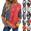 Women's Fashion Casual Long Sleeve Printed V- Neck Sweater Top
