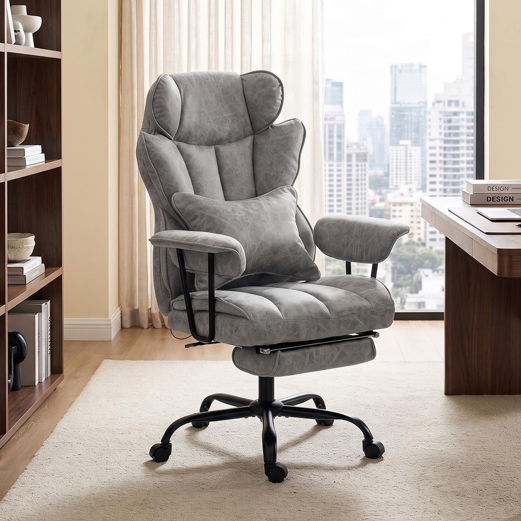 Office Chair with 6-Point Massage and Heat, Desk Chair, Gray