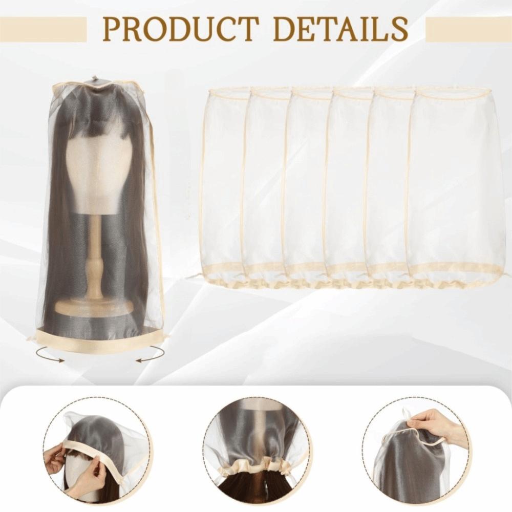 3Pcs Adjustable Wig Cover Storage with Drawstring Wig Dust-proof Cover for Multiple Wigs