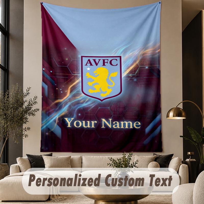 Custom Text Tapestry Aston Villa Print Wall Tapestry Indoor Living Room Wall Decor