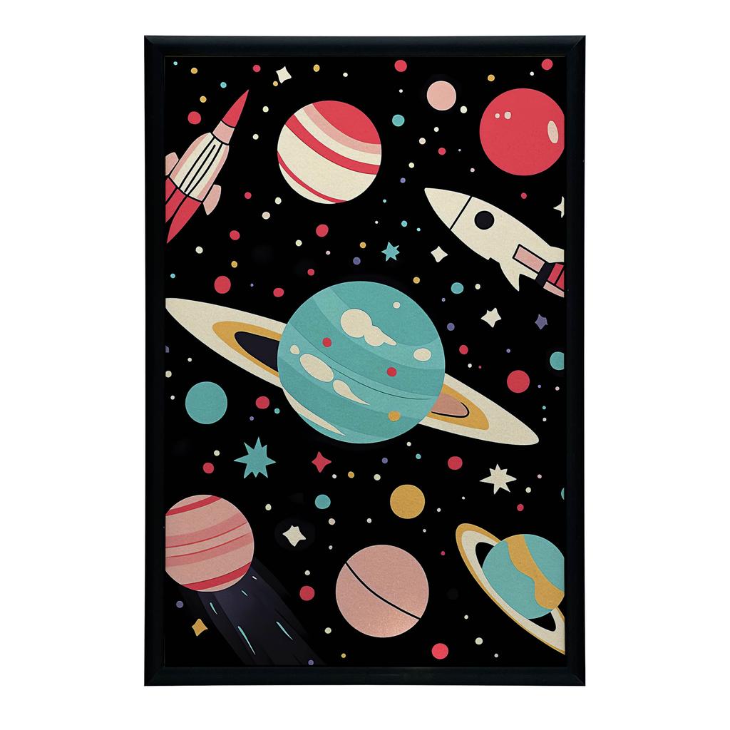 Plakat Kosmiczna Podróż Plakat Kosmiczna Podróż, 70X100 Cm, Rama Aluminiowa Czarna, Papier Matowy 230 Gsm