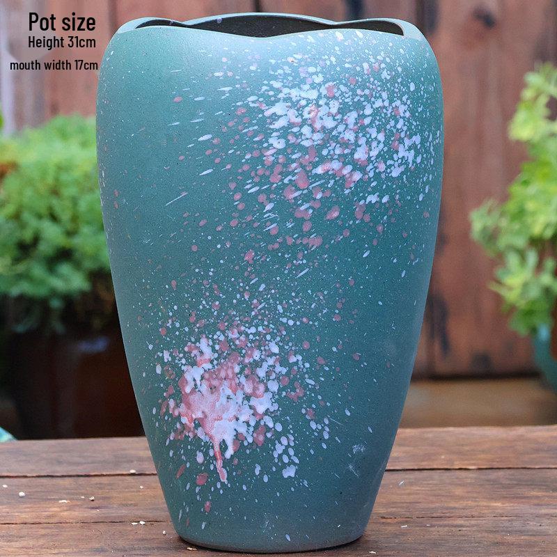 Vintage Tall Cylinder Ceramic Pottery for Succulents and Outdoor Plants