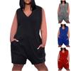 Женские повседневные комбинезоны без рукавов с V-образным вырезом и карманами больших размеров, широкие шорты, комбинезоны