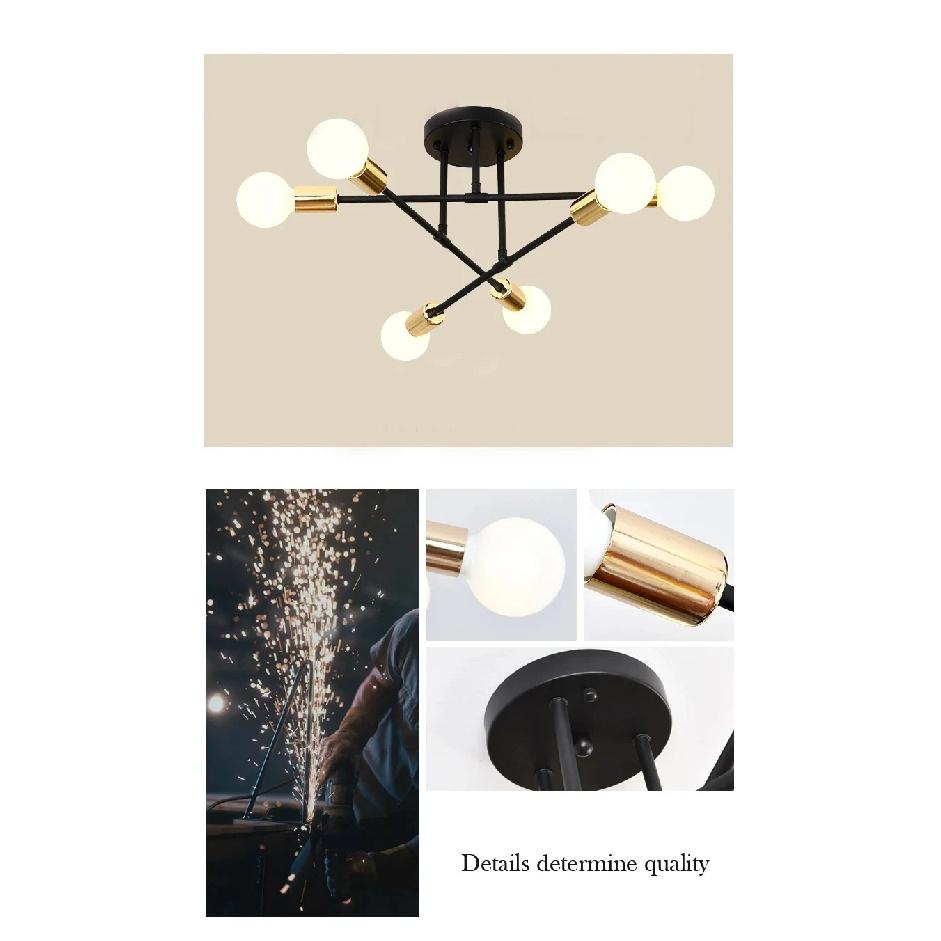 Nordic Minimalist Pendant Light Ceiling Lamp LED Chandelier Suitable for Bedrooms Living Rooms Black Gold Lighting Decoration