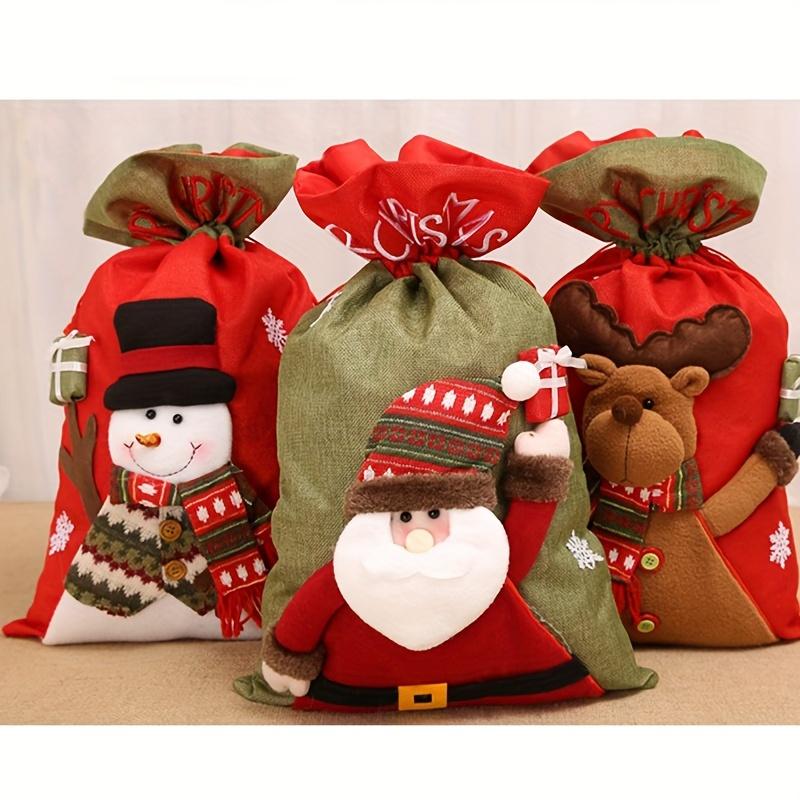 1pc Large Three-Dimensional Christmas Gift Bag, Santa Claus Bag, Snowman Bag, Party Pack, Santa Canvas Drawstring Backpack, Christmas Decoration Props
