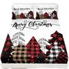 Christmas 3D Printed Fitted Sheet Set 3Pcs Warm Flannel Bedding Set with Bed Skirt Holiday Bed Cover Festive Home Textile Set