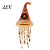 Candy Cane Striped Garland Lights Lighted Santa Hat Hanging Chandelier, Warm LED Christmas String, Sequined Cone Pendant Decor with String for