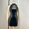 Европейская и американская женская модная узкая мини-юбка из искусственной кожи 2024 года - однотонная, платье для ночного клуба осень/зима