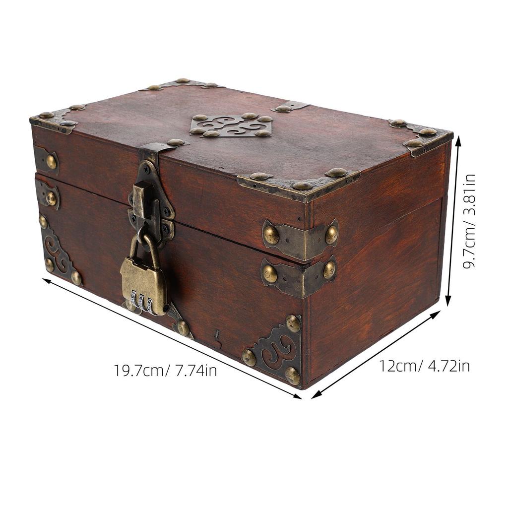 Шкатулка для украшений Квадратная форма Потертая отделка Сундук для хранения Деревянный футляр Мини-органайзер Шкатулка для сокровищ Подарки