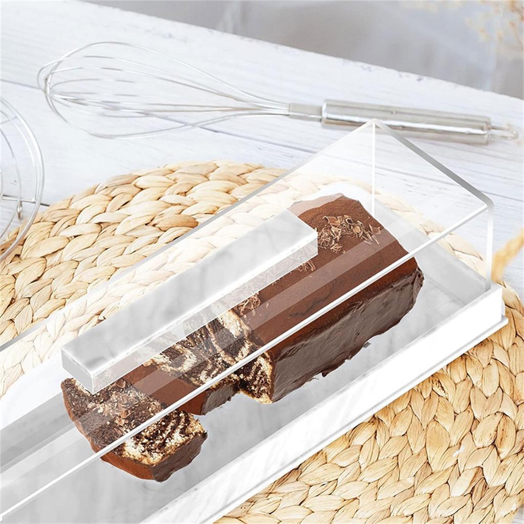 Rectangular Cake Tray Display Box with Clear Lid Acrylic Cake Holder Dustproof Cake Stand Suitable for Cake and Dessert