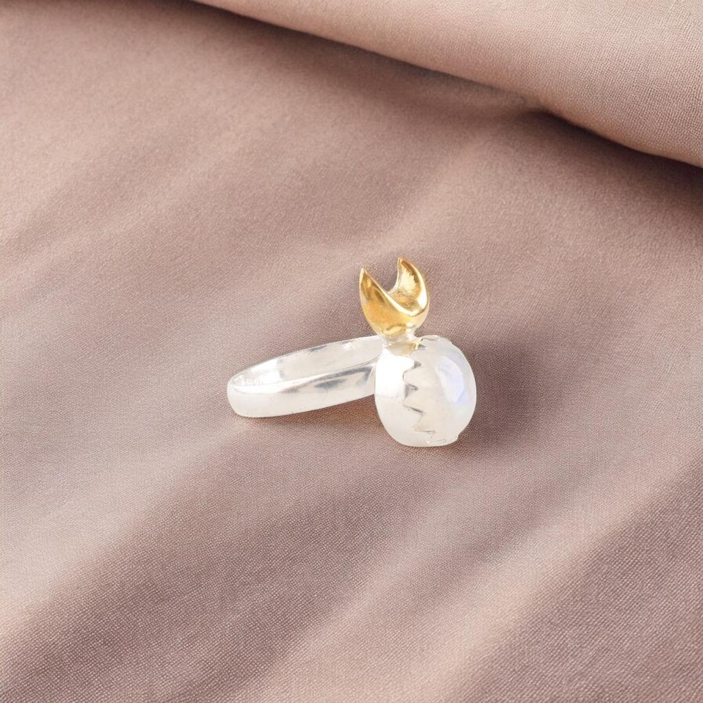 Натуральный Радужный Лунный Камень Драгоценный Камень 925 Проба Серебро Ювелирные Изделия Ручной Работы Кольцо Для Нее RR-58-31