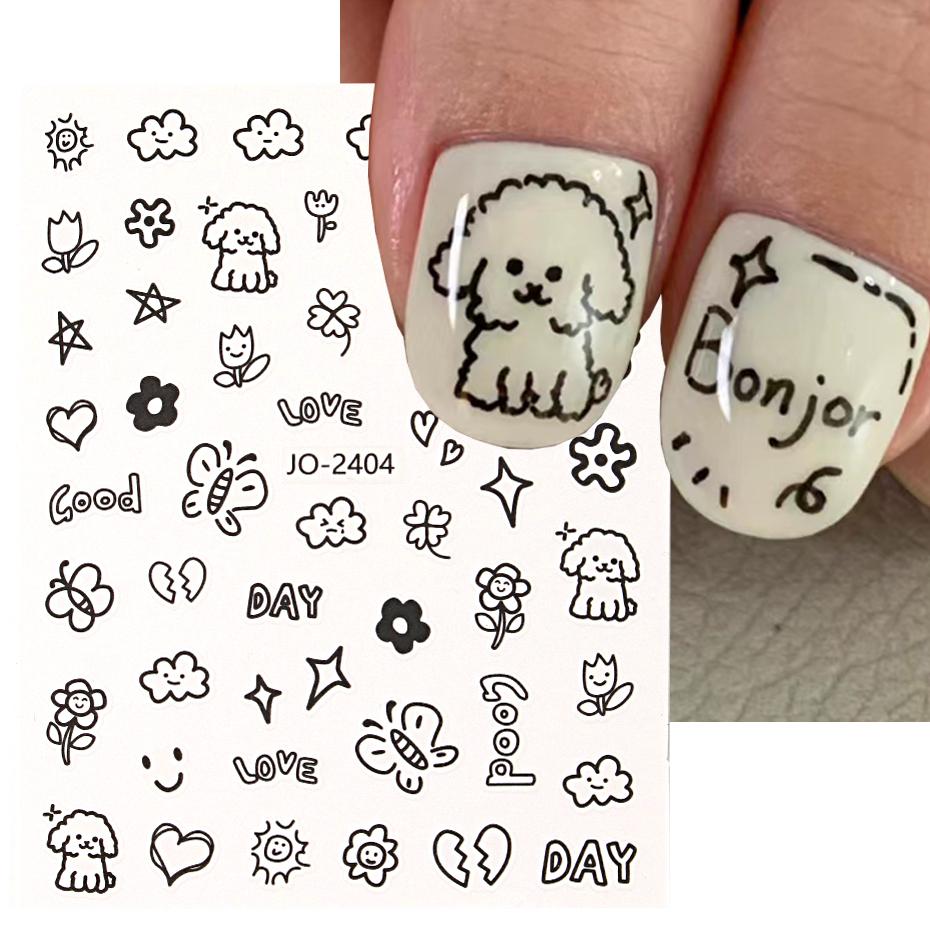 Xiaomi 3D Cartoon Cute Cat Nail Childlike Stickers Kawaii Puppy Dog Graffiti Animals Series New Nail Art Tattoo Design Manicure Decal