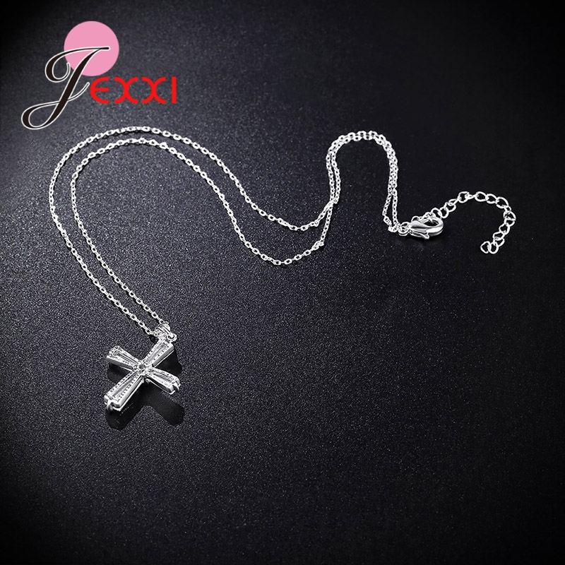 New Arrival Best Gift 925 Sterling Silver AAAAA Cubic Zirconia Cross Pendant Necklace Wholesale/Retail/Dropshipping