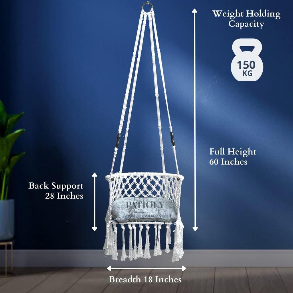 Sinfgle Seater Polyester Premium C Shape Swing For Adults/Kids For Home/Balcony, Garden/Hammock Hanging Swing Chair