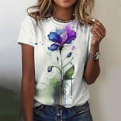 Женские футболки, летняя мода, топ с короткими рукавами и принтом 3d цветов, женская одежда, футболки большого размера с круглым вырезом, футболки в стиле Харадзюку, женские футболки