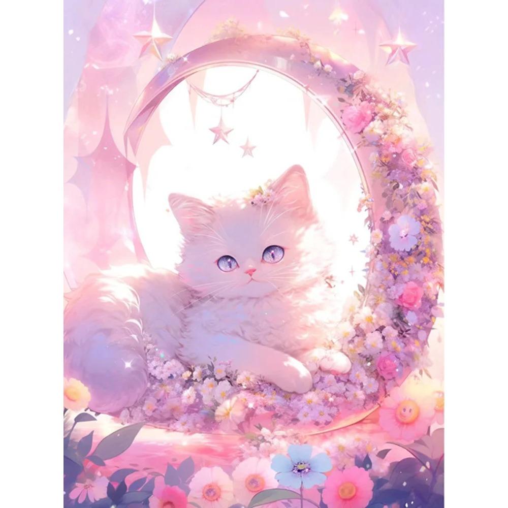 Алмазная картина, полная дрель, милый Санта-Клаус, круглая алмазная живопись, ручная работа, кошка, животное, сделай сам, алмазная мозаика, картина, украшение дома, Рождественский подарок