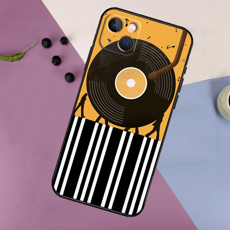 Vinyl Record Music Phone Case For iPhone 11 12 13 14 16 15 Pro Max Mini 7 8 Plus X XR XS Max Bumper Cases Cover