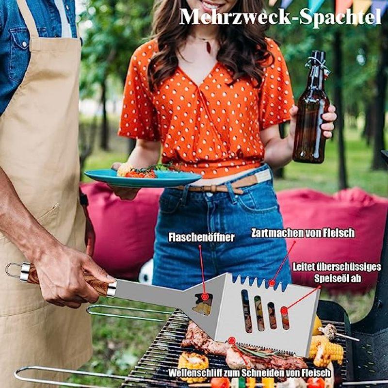 Набор инструментов для барбекю из нержавеющей стали, сверхмощный набор аксессуаров для барбекю, посуда для барбекю с сумкой для хранения