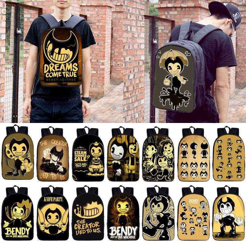 Мультяшный школьный рюкзак Bendy and the Ink Machine для детей, идеально подходящий для приключений на открытом воздухе!