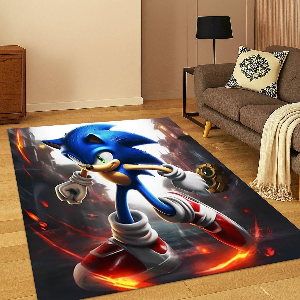Классический ковер-ковер с изображением ежика из мультфильма S-Sonic для спальни, гостиной, дивана, домашнего декора, детский коврик с нескользящей основой, подарок