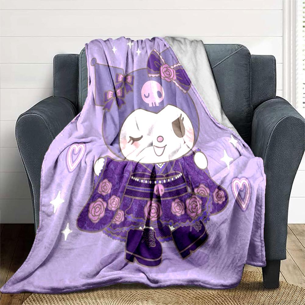 Purple Halloween Kawaii Flannel Blanket Super Soft Warm Cozy Blanket For Sofa Bed Office Travel Allseason Home Decor Gift