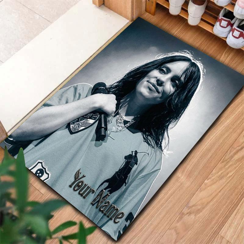 Billie Eilish Custom Name Carpet Rug for Living Room Bedroom Home Sofa Decoration,Kids play Non-slip Floor Mat