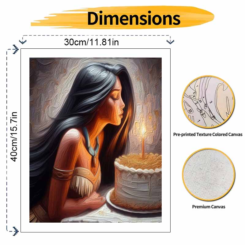 Disney Pocahontas Birthday Painting Kit, Home Decor Handmade Gift for Wall Art DIY Canvas Crafts Projects Decoration Painting Sets