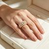 European and American Niche Designer Pieces Fashionable and Elegant Platinum-plated Copper Half-ring Ring with Full Diamond Marquise Zirconia