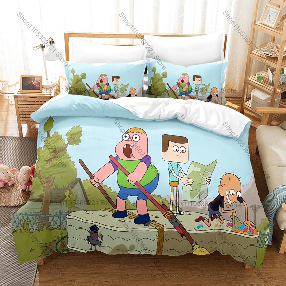Sumo Clarence Jeff Retro Cartoon Typography Duvet Cover Set 3PCS Bedding With 2 Pillowcases Slice Of Life Text Art Home Decor