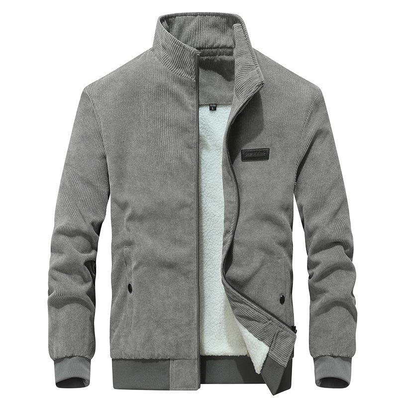 Men S Thick Corduroy Stand Collar Casual Winter Jacket