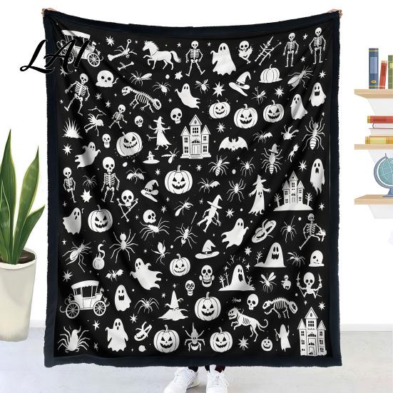Relaxing Hobby for Home Decor Halloween DIY Coloring Blanket with 24 Markers Washable Throw Blanket Color Stress Relief Craft Projects Your