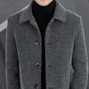 Мужское шерстяное пальто с лацканами, длинный рукав, однобортное пальто, куртка, однотонный цвет, дизайн пуговиц, стандартный крой, зимняя верхняя одежда